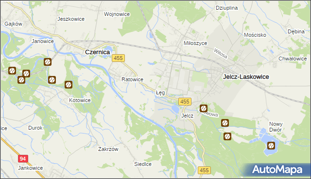 mapa Łęg gmina Jelcz-Laskowice, Łęg gmina Jelcz-Laskowice na mapie Targeo