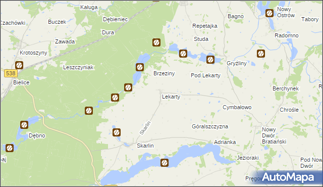 mapa Lekarty, Lekarty na mapie Targeo