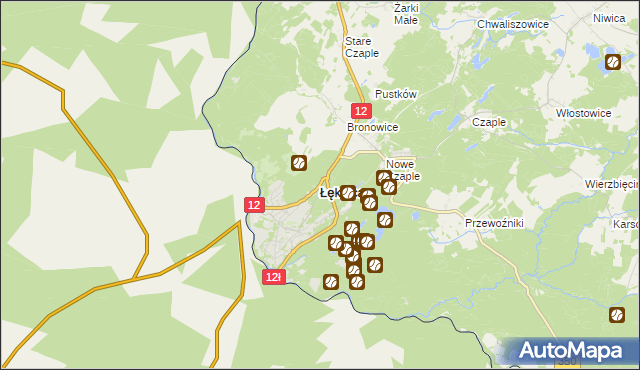 mapa Łęknica powiat żarski, Łęknica powiat żarski na mapie Targeo