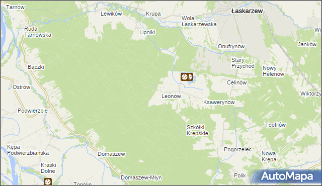mapa Leonów gmina Maciejowice, Leonów gmina Maciejowice na mapie Targeo