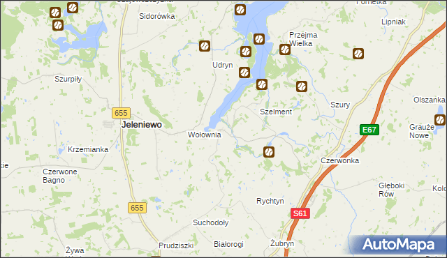 mapa Leszczewo gmina Jeleniewo, Leszczewo gmina Jeleniewo na mapie Targeo