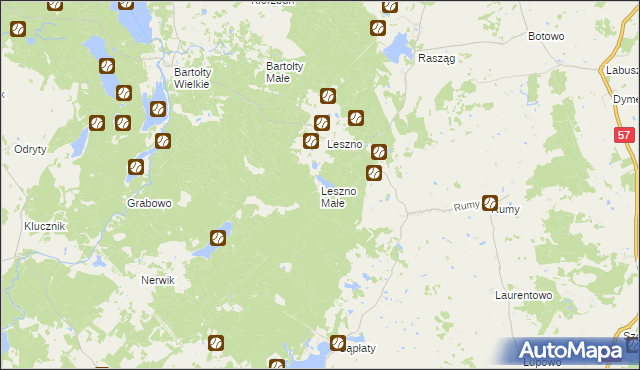 mapa Leszno Małe, Leszno Małe na mapie Targeo