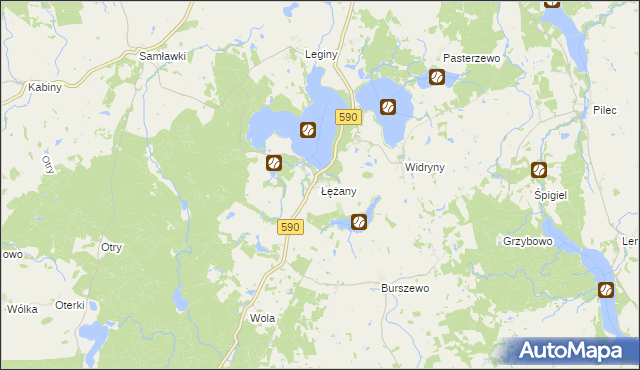 mapa Łężany gmina Reszel, Łężany gmina Reszel na mapie Targeo