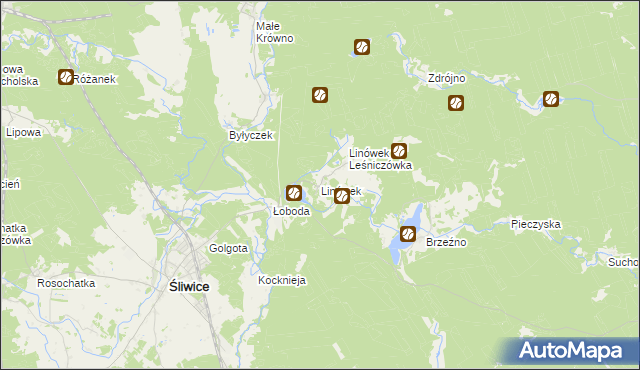 mapa Linówek gmina Śliwice, Linówek gmina Śliwice na mapie Targeo