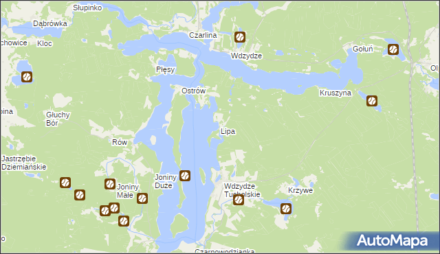 mapa Lipa gmina Karsin, Lipa gmina Karsin na mapie Targeo