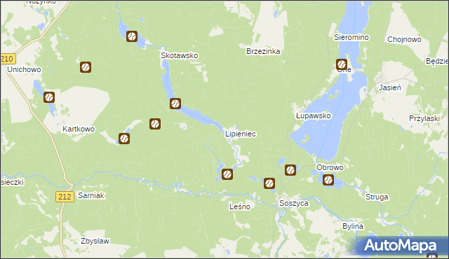 mapa Lipieniec, Lipieniec na mapie Targeo