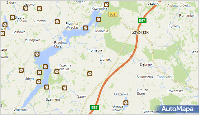 mapa Lipniak gmina Szypliszki, Lipniak gmina Szypliszki na mapie Targeo