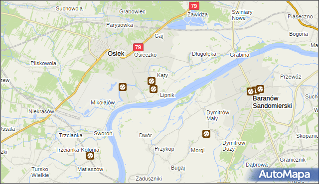 mapa Lipnik gmina Osiek, Lipnik gmina Osiek na mapie Targeo