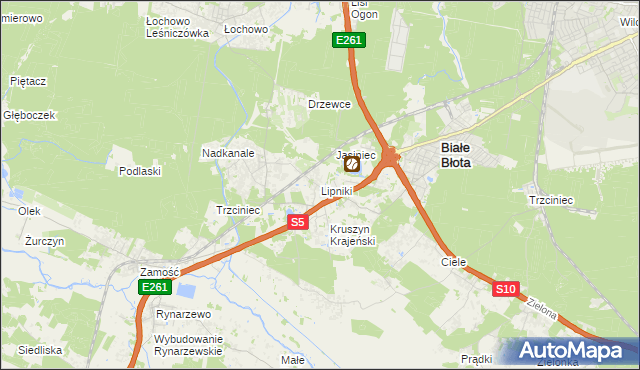 mapa Lipniki gmina Białe Błota, Lipniki gmina Białe Błota na mapie Targeo