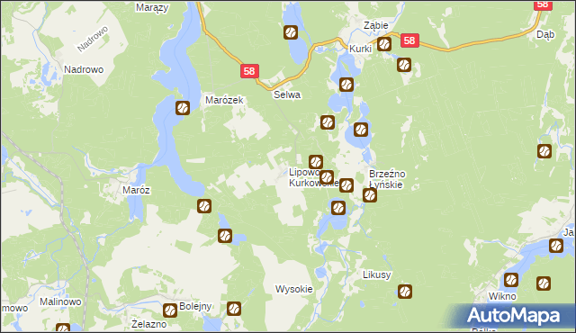 mapa Lipowo Kurkowskie, Lipowo Kurkowskie na mapie Targeo