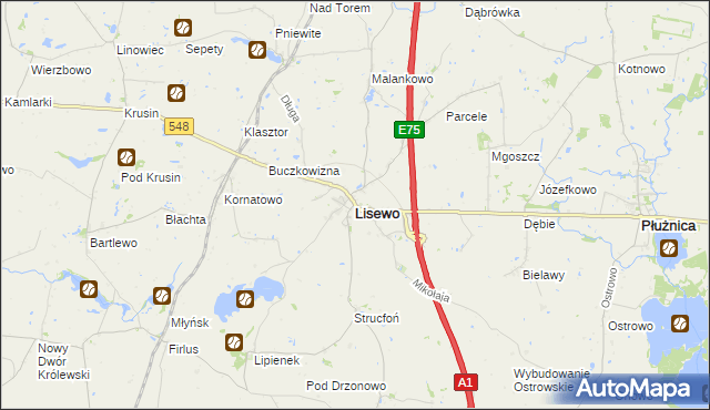 mapa Lisewo powiat chełmiński, Lisewo powiat chełmiński na mapie Targeo