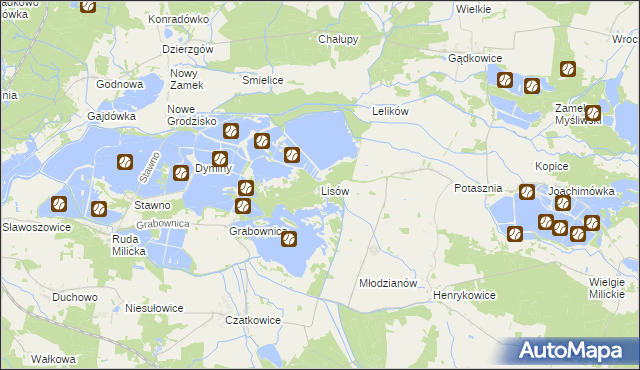 mapa Lisów gmina Milicz, Lisów gmina Milicz na mapie Targeo