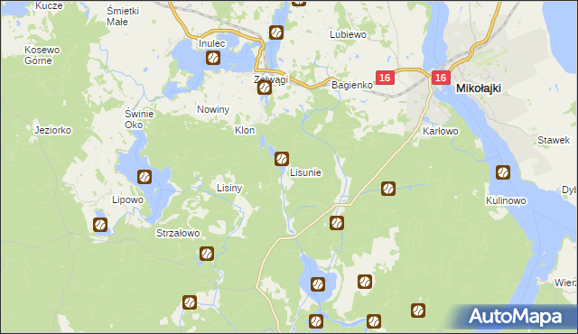 mapa Lisunie, Lisunie na mapie Targeo