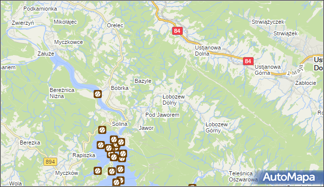 mapa Łobozew Dolny, Łobozew Dolny na mapie Targeo