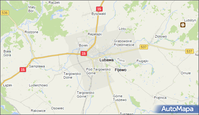 mapa Lubawa, Lubawa na mapie Targeo