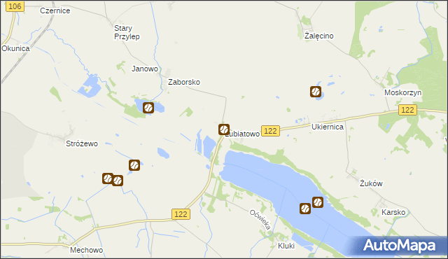 mapa Lubiatowo gmina Przelewice, Lubiatowo gmina Przelewice na mapie Targeo