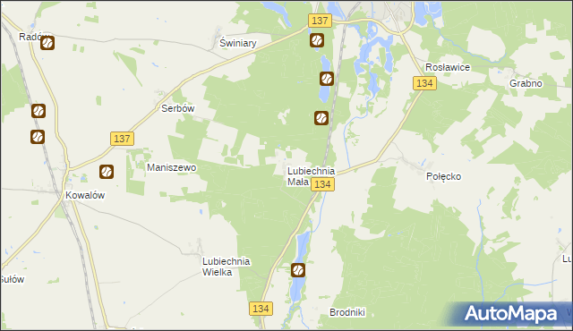 mapa Lubiechnia Mała, Lubiechnia Mała na mapie Targeo