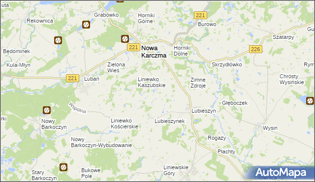mapa Lubieszynek gmina Nowa Karczma, Lubieszynek gmina Nowa Karczma na mapie Targeo