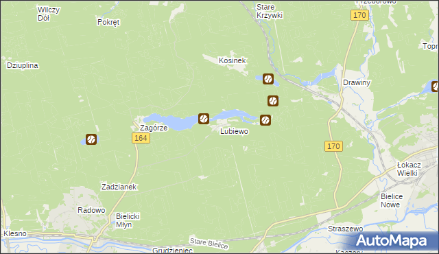 mapa Lubiewo gmina Drezdenko, Lubiewo gmina Drezdenko na mapie Targeo