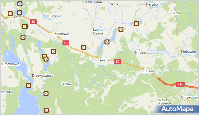 mapa Lubno gmina Wałcz, Lubno gmina Wałcz na mapie Targeo