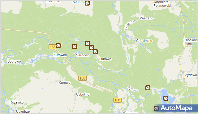 mapa Lubowo gmina Bobolice, Lubowo gmina Bobolice na mapie Targeo