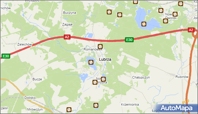 mapa Lubrza powiat świebodziński, Lubrza powiat świebodziński na mapie Targeo