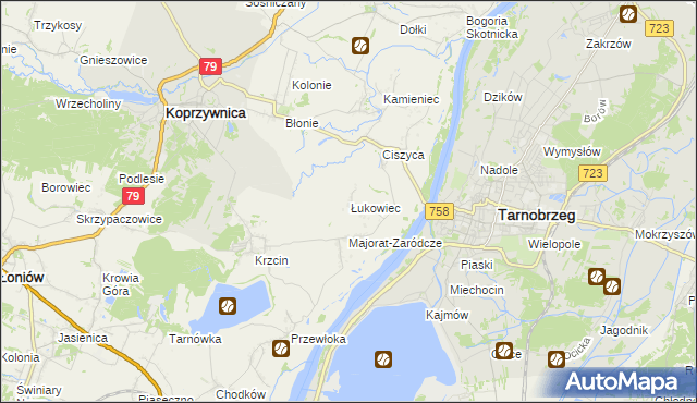 mapa Łukowiec gmina Koprzywnica, Łukowiec gmina Koprzywnica na mapie Targeo