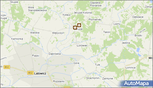 mapa Łukówiec gmina Mrozy, Łukówiec gmina Mrozy na mapie Targeo