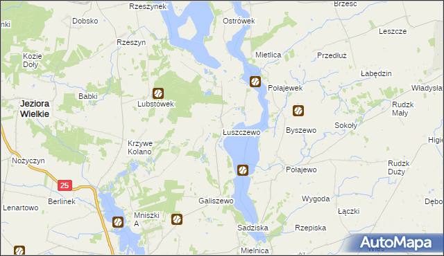 mapa Łuszczewo gmina Skulsk, Łuszczewo gmina Skulsk na mapie Targeo