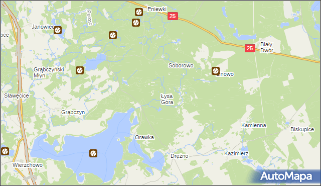 mapa Łysa Góra gmina Szczecinek, Łysa Góra gmina Szczecinek na mapie Targeo