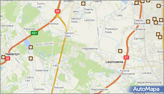 mapa Magdalenka gmina Lesznowola, Magdalenka gmina Lesznowola na mapie Targeo