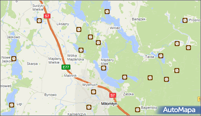 mapa Majdany Małe, Majdany Małe na mapie Targeo