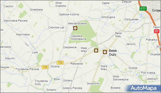 mapa Mała Wieś gmina Belsk Duży, Mała Wieś gmina Belsk Duży na mapie Targeo