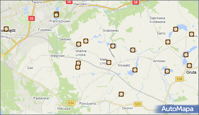 mapa Małe Lniska, Małe Lniska na mapie Targeo