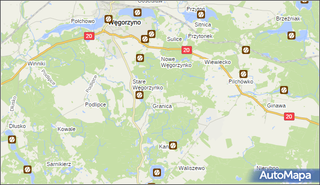 mapa Małe Węgorzynko, Małe Węgorzynko na mapie Targeo