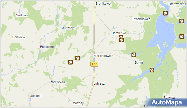 mapa Marcinkowice gmina Tuczno, Marcinkowice gmina Tuczno na mapie Targeo