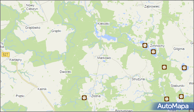 mapa Markowo gmina Morąg, Markowo gmina Morąg na mapie Targeo