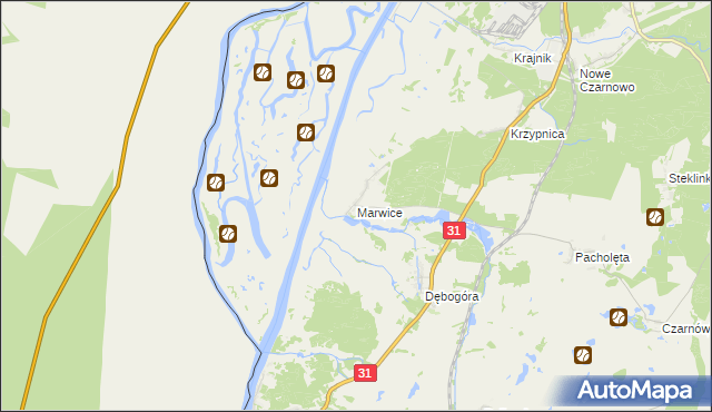 mapa Marwice gmina Widuchowa, Marwice gmina Widuchowa na mapie Targeo