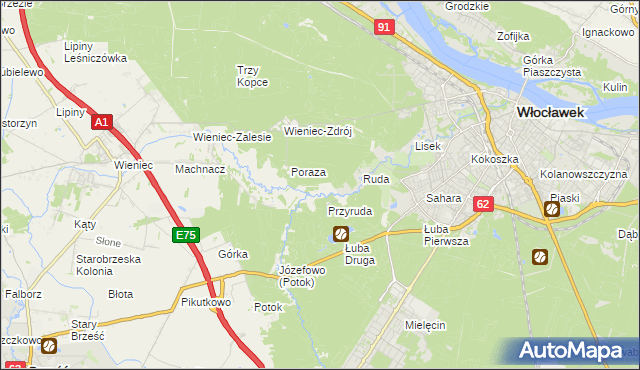 mapa Mazury gmina Brześć Kujawski, Mazury gmina Brześć Kujawski na mapie Targeo