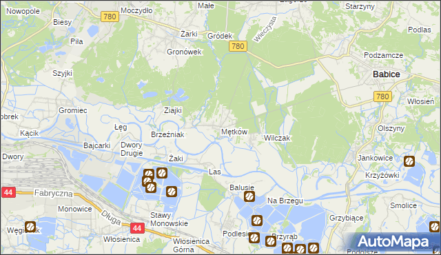 mapa Mętków, Mętków na mapie Targeo