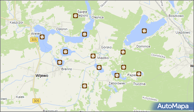 mapa Miastko gmina Wijewo, Miastko gmina Wijewo na mapie Targeo