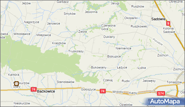 mapa Michałów gmina Sadowie, Michałów gmina Sadowie na mapie Targeo