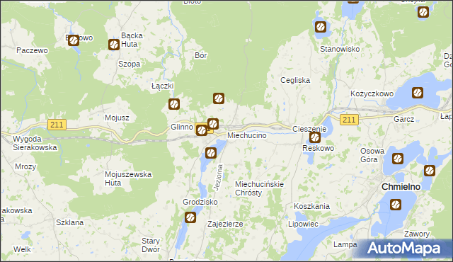 mapa Miechucino, Miechucino na mapie Targeo