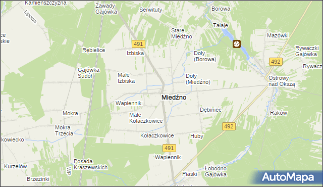 mapa Miedźno powiat kłobucki, Miedźno powiat kłobucki na mapie Targeo