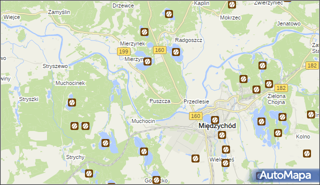 mapa Międzychód powiat międzychodzki, Międzychód powiat międzychodzki na mapie Targeo