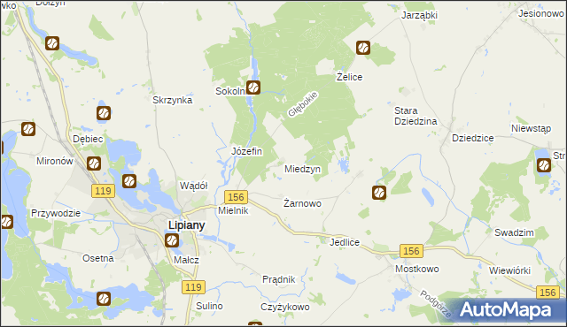 mapa Miedzyn, Miedzyn na mapie Targeo