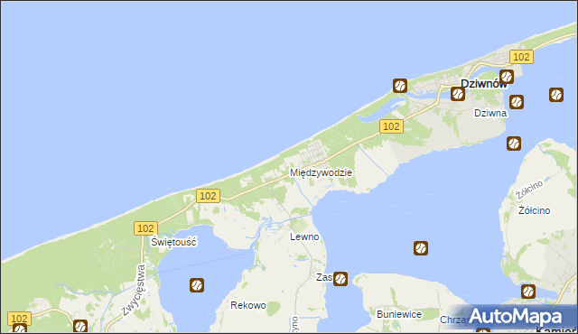 mapa Międzywodzie, Międzywodzie na mapie Targeo