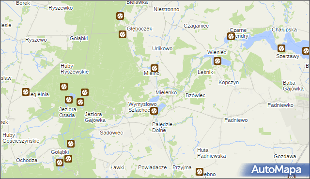 mapa Mielenko gmina Mogilno, Mielenko gmina Mogilno na mapie Targeo