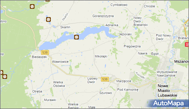 mapa Mikołajki gmina Kurzętnik, Mikołajki gmina Kurzętnik na mapie Targeo