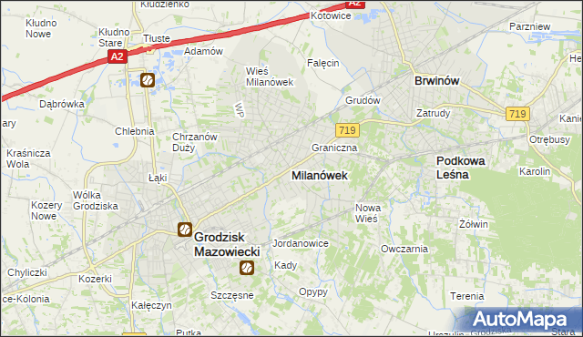 mapa Milanówek, Milanówek na mapie Targeo